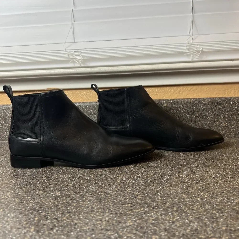 Mossimo Dutti Black Leather Ankle Bootie Pull On Women's Size EU 39 US 8.5 Spain